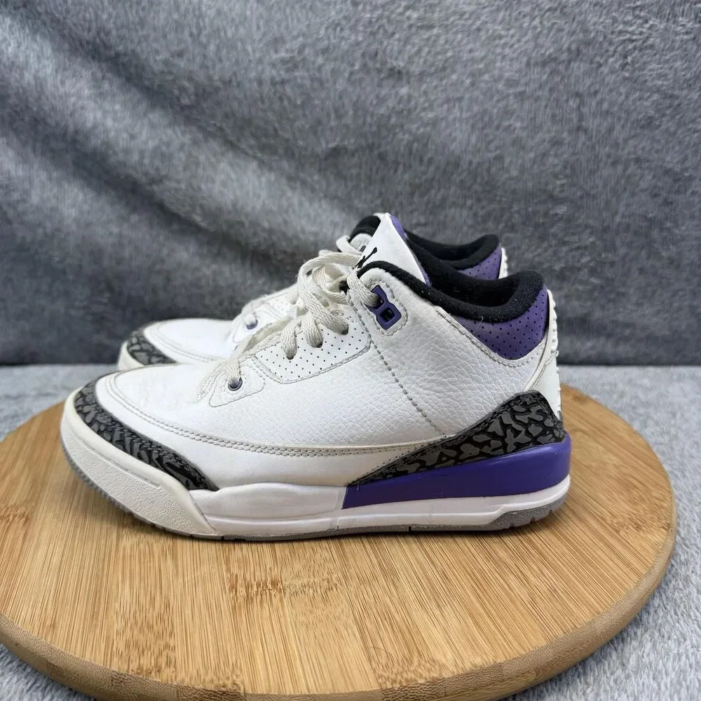 Nike Air Jordan 3 Retro Shoes Boys Size 1.5Y White Dark Iris Sneakers DM0966-105